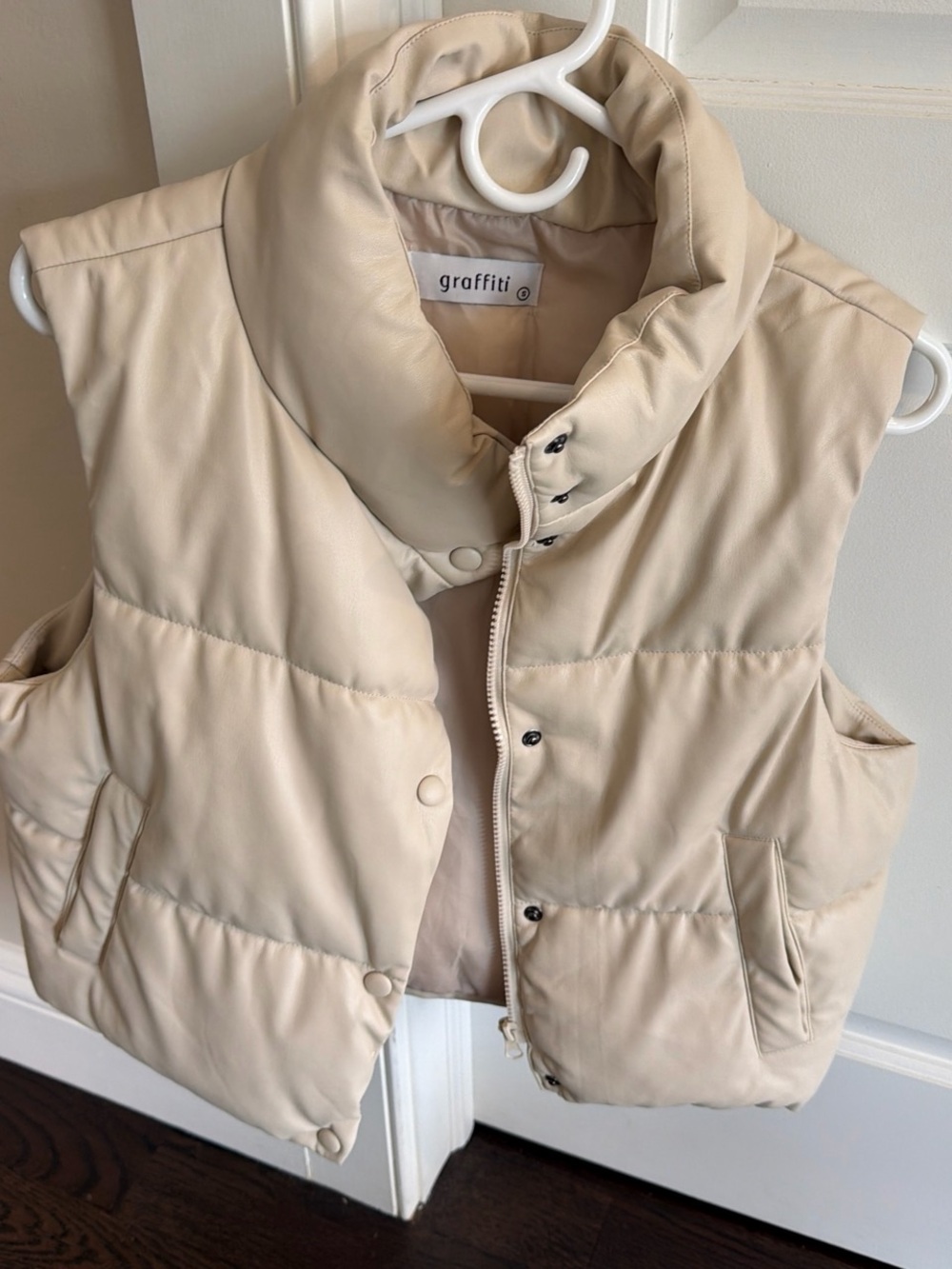 Graffiti Beige/Cream Quilted Puffer Vest